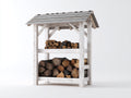 Abri à bûches - Bois - 120 x 60 x 150 cm - Blanc-Gris - Style rustique