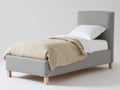 Lit simple - Tissu-Bois - 203 x 101 x 112 cm - Gris clair - Style scandinave