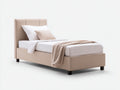 Lit simple - Cuir synthétique-Bois - 205 x 102 x 112 cm - Beige clair - Style contemporain