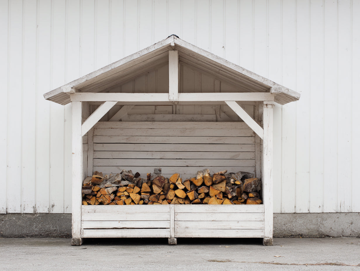 Abri à bûches - Bois - 180 x 80 x 170 cm - Blanc - Style rustique