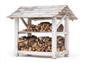 Abri à bûches - Bois - 180 x 90 x 180 cm - Blanc - Style rustique