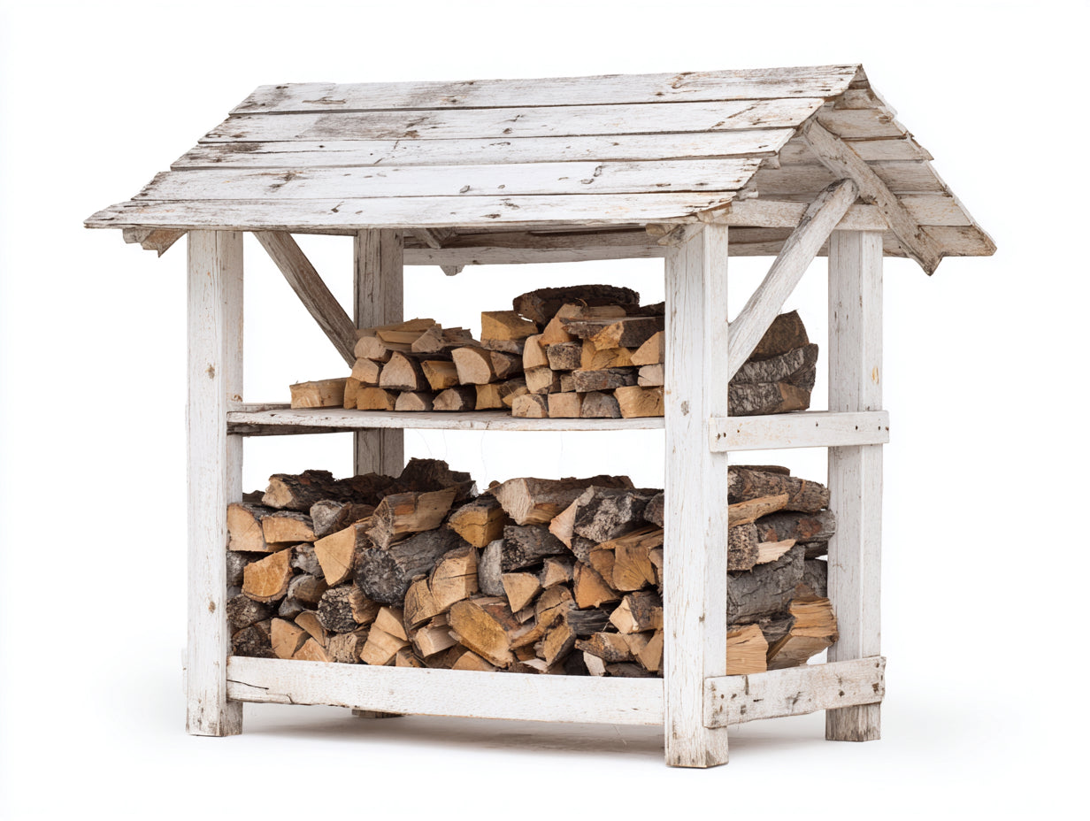 Abri à bûches - Bois - 180 x 90 x 180 cm - Blanc - Style rustique