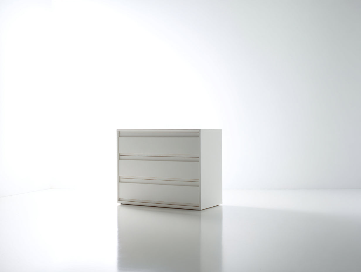 Commode - Panneaux de bois - 90 x 45 x 80 cm - Blanc - Style minimaliste