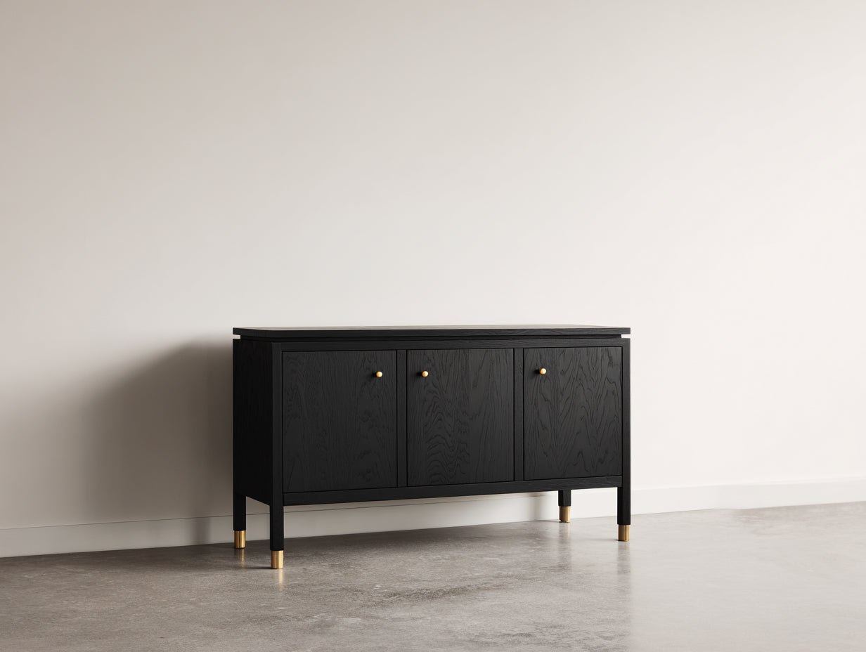 Meuble d'entrée - Bois - Métal - 120 x 40 x 80 cm - Noir-Doré - Style contemporain