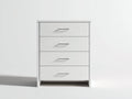 Commode - Panneaux de bois - 90 x 45 x 110 cm - Blanc - Style moderne