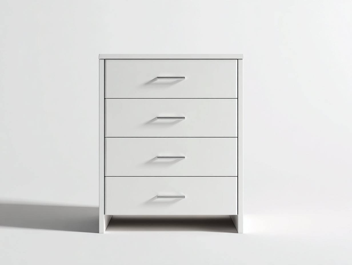 Commode - Panneaux de bois - 90 x 45 x 110 cm - Blanc - Style moderne