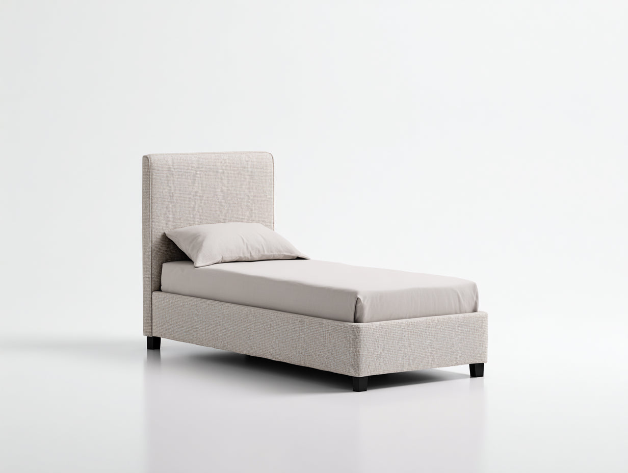 Lit simple - Tissu - 203 x 101 x 111 cm - Beige clair - Style minimaliste
