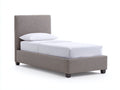 Lit simple - Tissu-Bois - 204 x 102 x 110 cm - Taupe - Style épuré