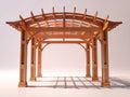 Tonnelle de jardin - Bois-polycarbonate - 360 x 300 x 260 cm - Brun clair-Transparent - Style architectural à toit cintré
