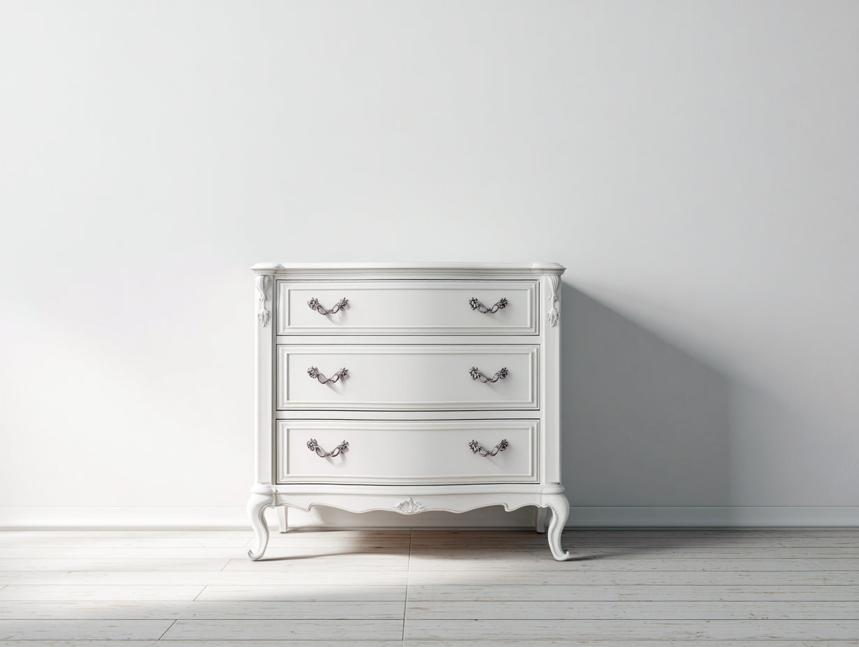 Commode - Panneaux de bois-Métal - 88 x 44 x 86 cm - Blanc - Style baroque