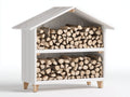 Abri à bûches - Bois - 180 x 80 x 190 cm - Blanc - Style moderne