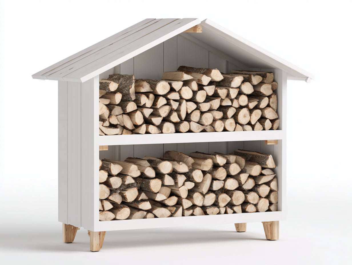 Abri à bûches - Bois - 180 x 80 x 190 cm - Blanc - Style moderne