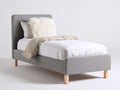 Lit simple - Tissu-Bois - 205 x 103 x 110 cm - Gris clair - Style contemporain