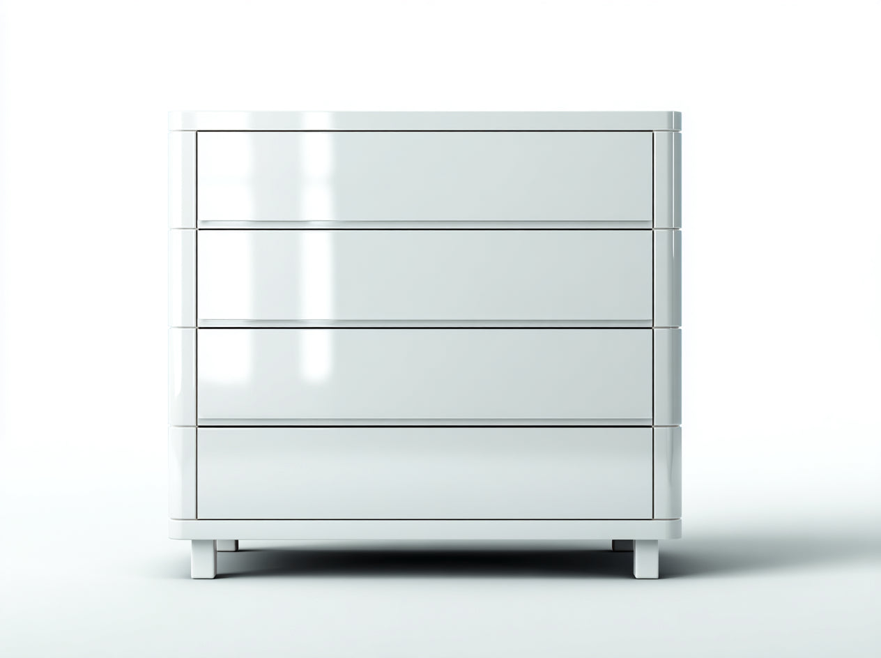 Commode - Panneaux de bois - 120 x 45 x 100 cm - Blanc - Style contemporain