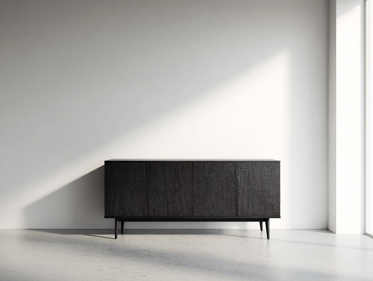 Meuble d'entrée - Bois - Métal - 180 x 40 x 75 cm - Noir - Style contemporain