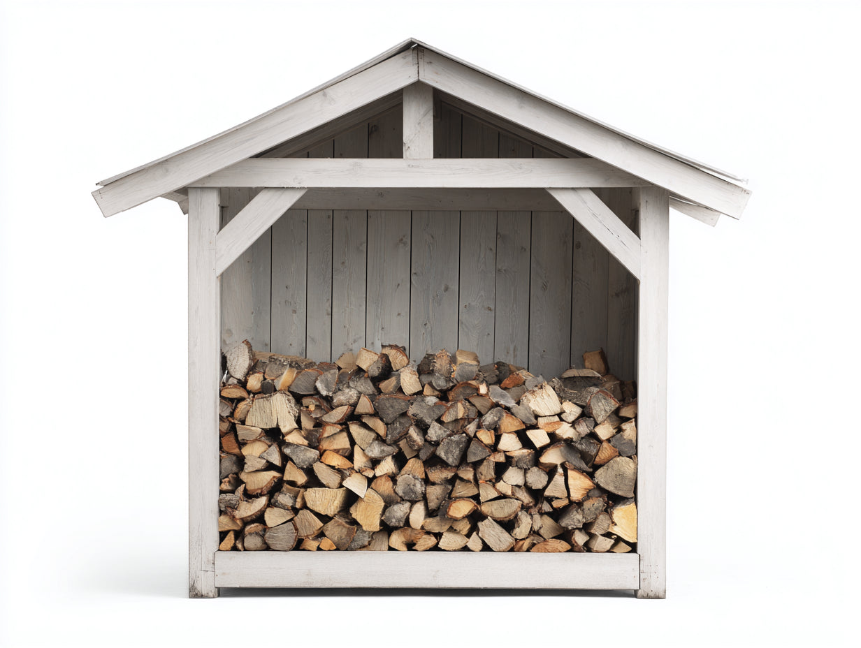 Abri à bûches - Bois - 180 x 80 x 190 cm - Blanc - Style rustique