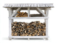 Abri à bûches - Bois - 220 x 90 x 180 cm - Blanc - Style rustique