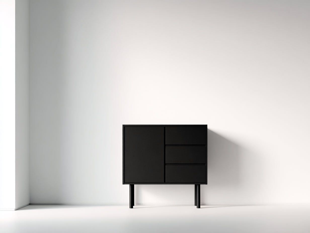 Meuble d'entrée - Bois - Métal - 100 x 40 x 80 cm - Noir - Style contemporain