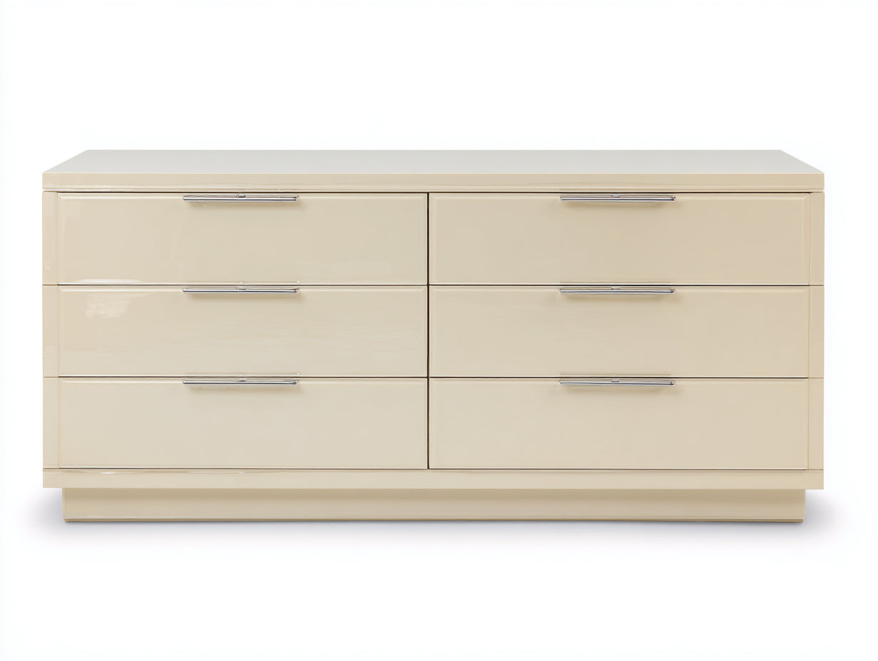 Commode - Panneaux de bois-Métal - 180 x 45 x 78 cm - Beige - Style contemporain