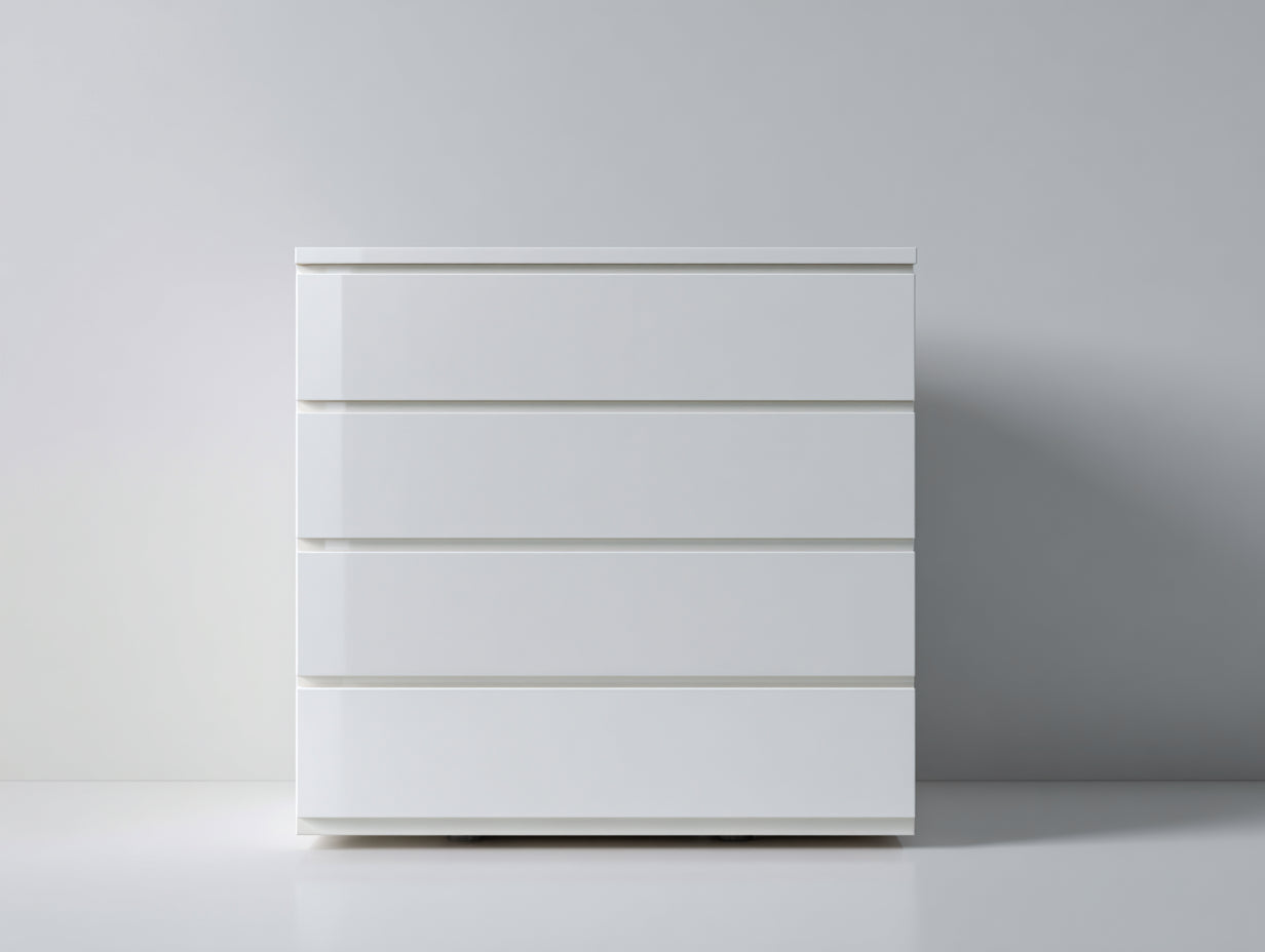 Commode - Panneaux de bois - 100 x 45 x 95 cm - Blanc - Style minimaliste