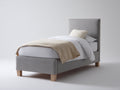 Lit simple - Tissu-Bois - 204 x 102 x 113 cm - Gris - Style scandinave