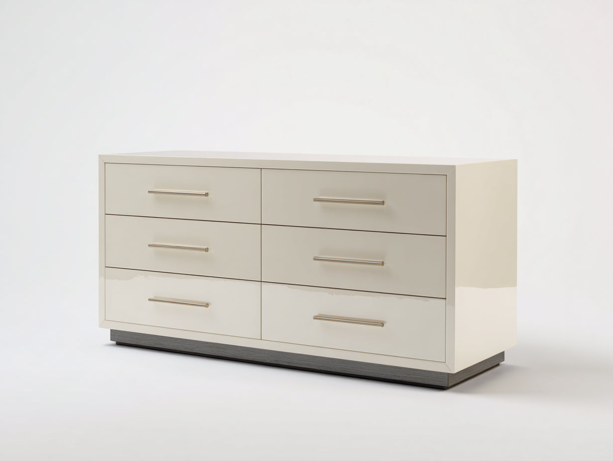 Commode - Panneaux de bois-Métal - 160 x 45 x 80 cm - Beige - Style contemporain