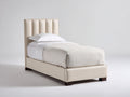 Lit simple - Cuir synthétique-Bois - 204 x 102 x 112 cm - Beige - Style contemporain