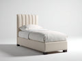 Lit simple - Cuir synthétique-Bois - 205 x 102 x 114 cm - Beige - Style élégant