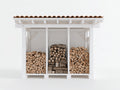 Abri à bûches - Bois - 240 x 90 x 190 cm - Blanc - Style rustique