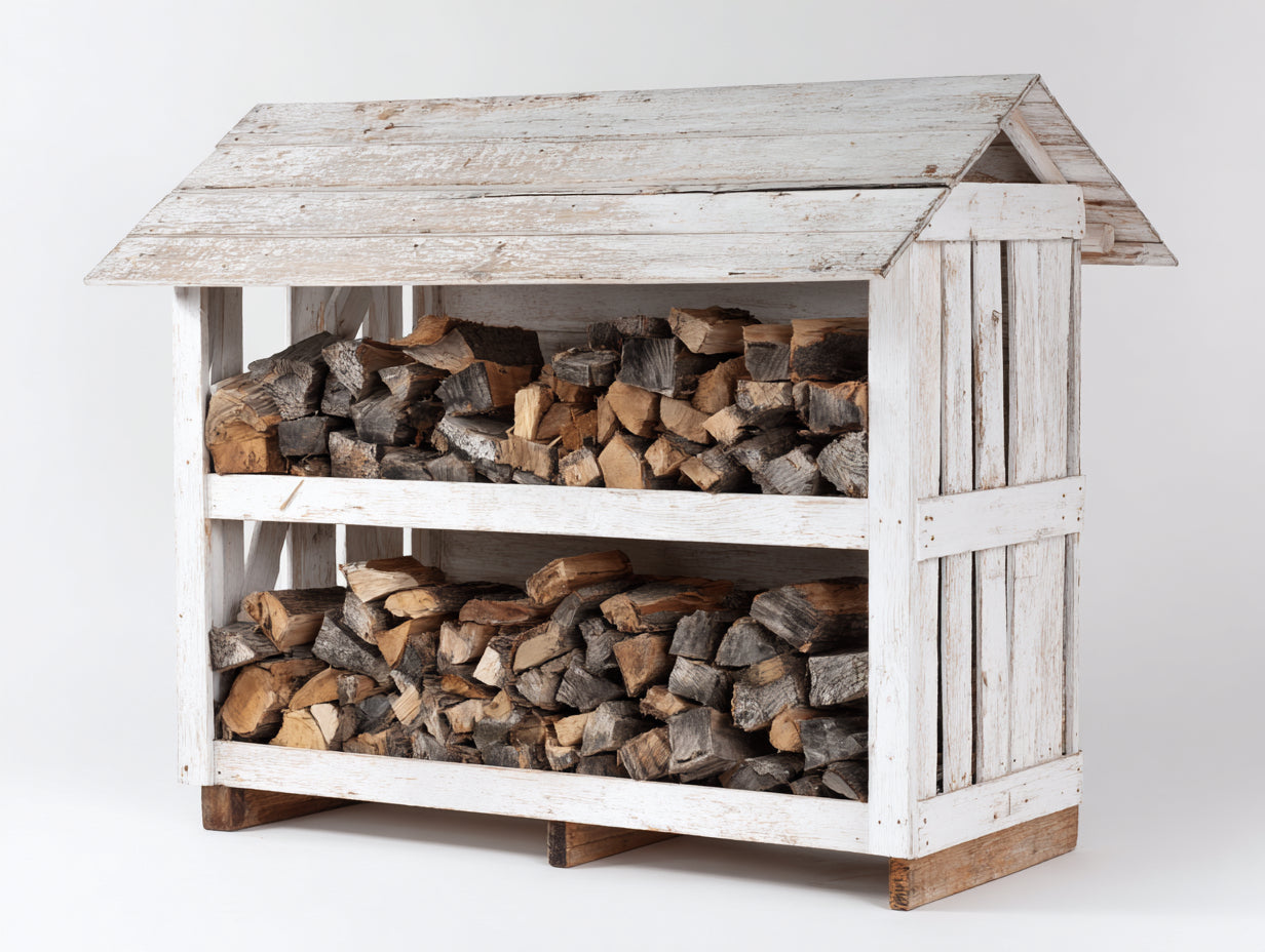 Abri à bûches - Bois - 180 x 90 x 160 cm - Blanc - Style rustique