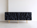 Meuble d'entrée - Bois - Métal - 200 x 40 x 75 cm - Noir-Doré - Style contemporain