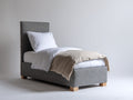 Lit simple - Tissu-Bois - 206 x 101 x 109 cm - Gris anthracite - Style contemporain