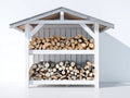 Abri à bûches - Bois - 200 x 80 x 180 cm - Blanc-Gris - Style rustique