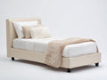 Lit simple - Cuir synthétique-Bois - 207 x 104 x 107 cm - Beige crème - Style moderne