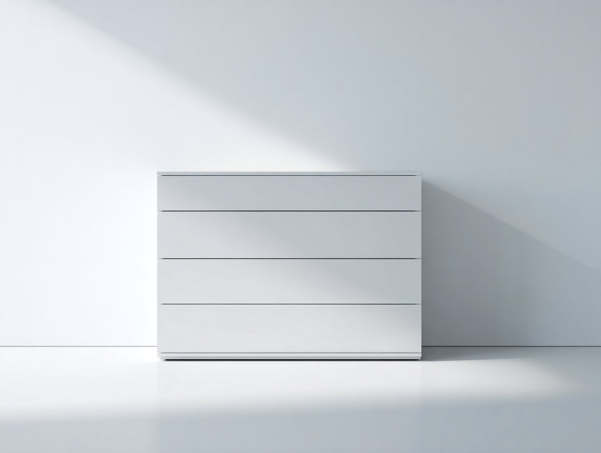 Commode - Panneaux de bois - 120 x 45 x 90 cm - Blanc - Style minimaliste