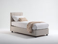 Lit simple - Cuir synthétique-Bois - 206 x 103 x 108 cm - Beige grège - Style minimaliste