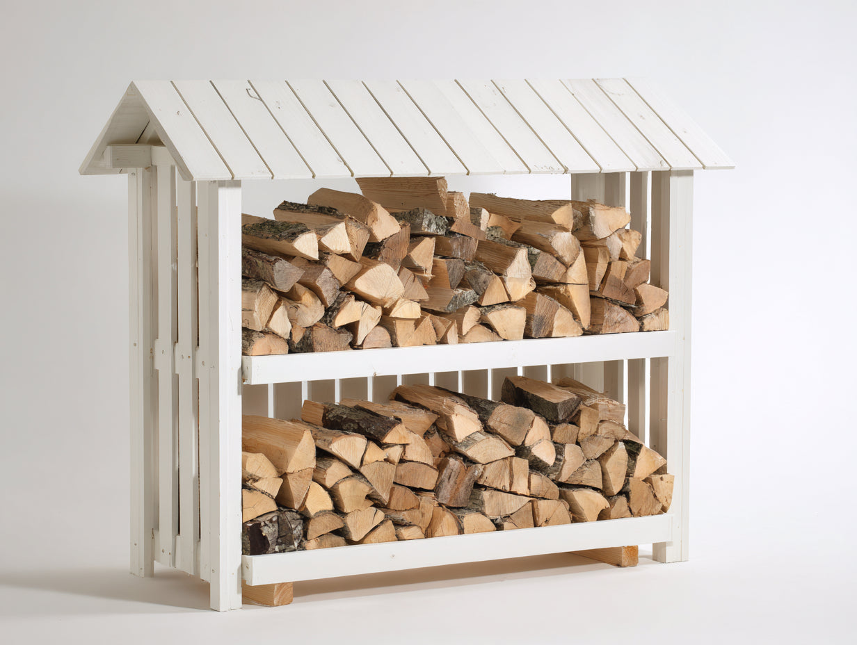 Abri à bûches - Bois - 180 x 80 x 190 cm - Blanc - Style moderne