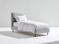 Lit simple - Tissu-Métal - 204 x 101 x 108 cm - Gris clair - Style moderne