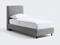 Lit simple - Tissu - 206 x 102 x 112 cm - Gris chiné - Style contemporain