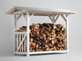 Abri à bûches - Bois - 240 x 100 x 190 cm - Blanc - Style rustique