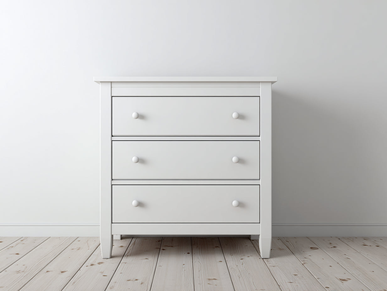 Commode - Panneaux de bois - 85 x 42 x 95 cm - Blanc - Style moderne