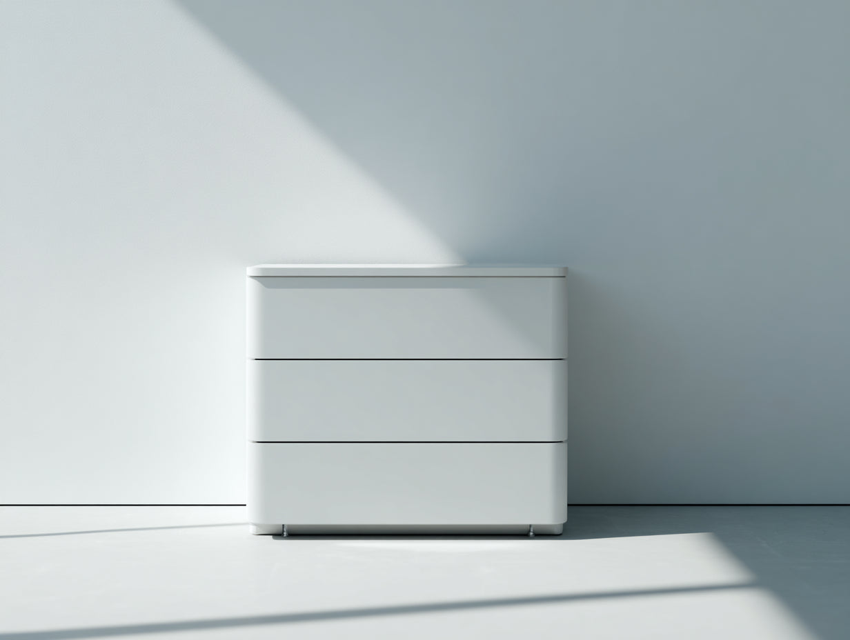 Commode - Panneaux de bois - 82 x 42 x 78 cm - Blanc - Style minimaliste