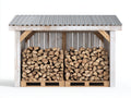 Abri à bûches - Bois - 240 x 90 x 180 cm - Blanc-Gris - Style rustique