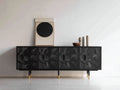 Meuble d'entrée - Bois - Métal - 180 x 40 x 75 cm - Noir-Doré - Style contemporain
